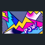 Póster ¡Pop Art Pow! Patrón en magenta, azul y negro<br><div class="desc">Patrón gráfico de Pop Art,  con tipografía tipográfica de 'POW!',  contra un colorido patrón abstracto. Póngase en contacto con el diseñador para obtener solicitudes especiales. © Copyright 2021 P.D.,  Vintage Comic Art. Todos los derechos reservados.</div>