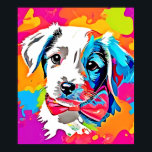 Póster Pop Art Puppy<br><div class="desc">Abróchese el día con este retrato de cachorro colorido. Los tonos vivos y los ojos expresivos crean una imagen realmente cautivadora (Este diseño hecho con IA). ¡Haga el pedido hoy y acepte la alegría de ir de compras!</div>