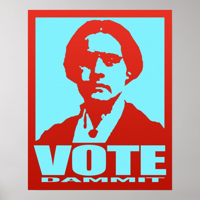 Póster Pop-Art Red & Aqua Vote Dammit Susan B. Anthony (Frente)