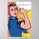 Póster ¡Pop Art Rosie the Riveter Podemos hacerlo! Lunare<br><div class="desc">¡Feliz cumpleaños, Rosie the Riveter! En honor al cumpleaños número 70 de J. Howard Miller, hemos reimaginado el clásico "We Can Do It!" poster como si Roy Lichtenstein lo pintara en los años 60. Esta versión vibrante presenta los puntos clásicos de Ben-Day que Liechtenstein hizo famosos en sus trabajos como...</div>