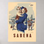 Póster Pop art Sabena Ex belga Airlines<br><div class="desc">Tamaños estándar disponibles (en pulgadas o cm), contáctenos. El reparto vectorial propio funciona en cuatro colores inspirados en una postal antigua de Sabena, que fue la aerolínea nacional de Bélgica entre 1923 y 2001, hasta su quiebra. Nota: este es un trabajo recién creado, no una reproducción. El tipo de letra...</div>