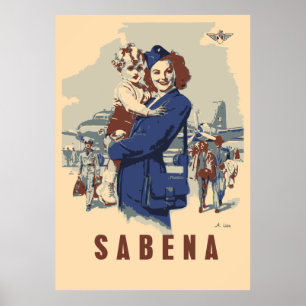 Póster Pop art Sabena Ex belga Airlines