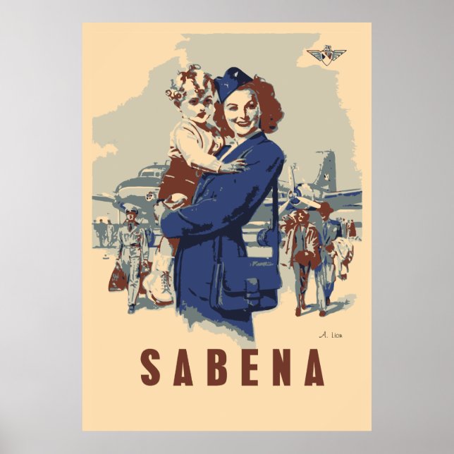 Póster Pop art Sabena Ex belga Airlines (Frente)