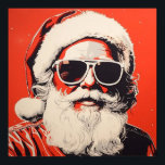 Póster Pop Art Santa Claus<br><div class="desc">Diseño de estilo pop artístico con gafas de sol de Santa Claus</div>