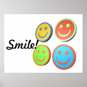 Póster Pop art smiling faces poster