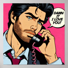 Póster Pop art style hunky guy Poster