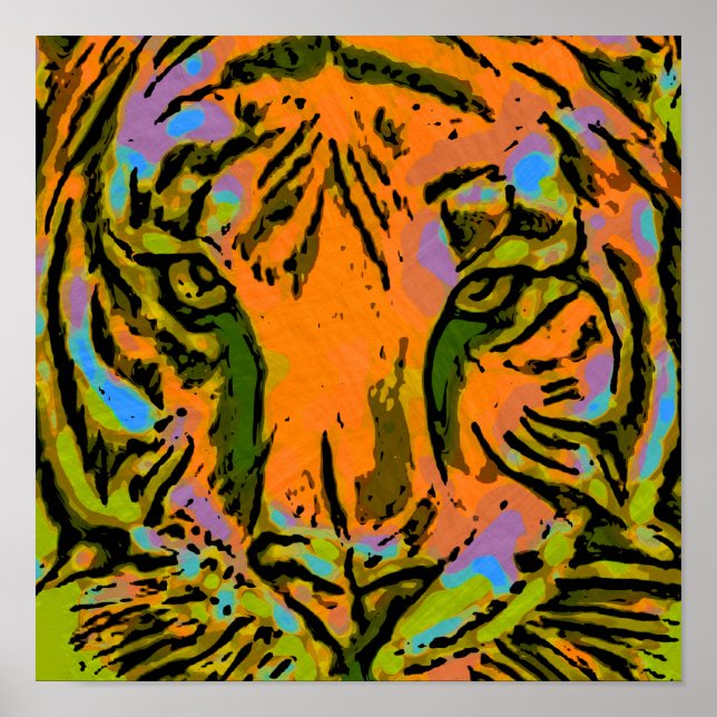 Póster Pop Art TIGER HEAD + tu trasero. e ideas (Frente)