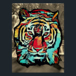 Póster Pop art Tiger Sepia Background<br><div class="desc">A bold and energetic pop art illustration of a fierce tiger,  reimagined with vivid colors and striking contrasts. This wild animal is depicted in a dynamic,  graphic style,  blending modern artistic expression with retro influences. The electrifying composition captures the tiger’s powerful presence while infusing a playful and contemporary aesthetic.</div>