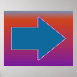 Póster Pop Art Una Flecha A La Derecha Azul Sobre Rojo