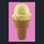 Póster Pop Art Vanilla Ice Cream Cone<br><div class="desc">Grito, gritas, todos gritamos por helado; ¡o un cono de helado! ¿Qué tal un helado de vainilla escrupuloso? El gráfico Pop Art Vanilla Ice Cream Cone presenta una gran cuchara de helado de vainilla sentado sobre un delicioso cono. La imagen de arte pop es el resultado de una fotografía original....</div>