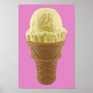 Póster Pop Art Vanilla Ice Cream Cone