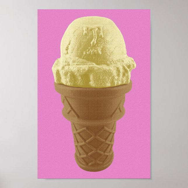 Póster Pop Art Vanilla Ice Cream Cone (Frente)