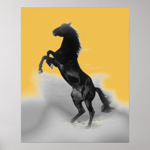 Póster Pop Art Yellow White Rearing Horse