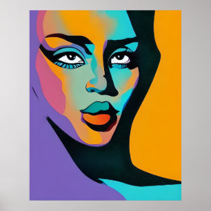 Póster Pop Artistic Abstract Artworks Vibrante Lady