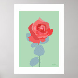 Póster POP Botanical Art - Red Rose