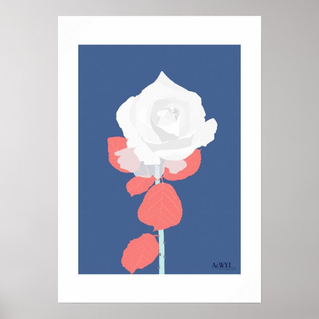 Póster POP Botanical Art - White Rose  (Frente)