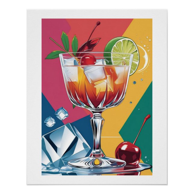 Póster Pop & Cherry – Cocktailkunst im Retro-Stil (Anverso)