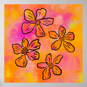 Póster Pop Floral Rosa