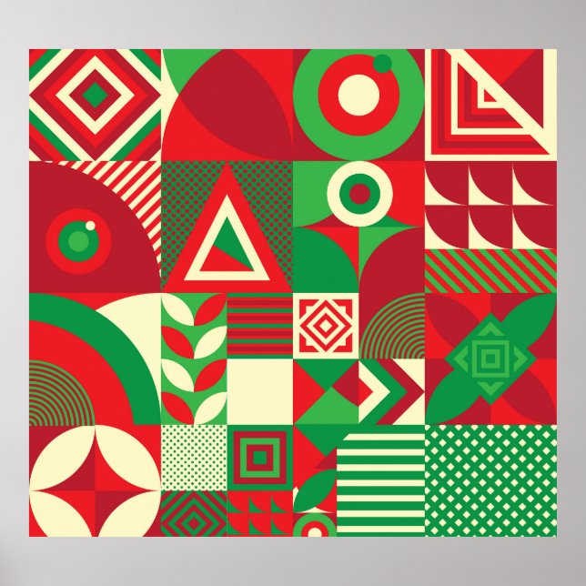 Póster Pop Geométrico: Baldosas Abstractas Coloridas. (Frente)