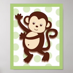 Póster Pop Mod Monkey Jungle Nursery Wall Art Imprimir 8X