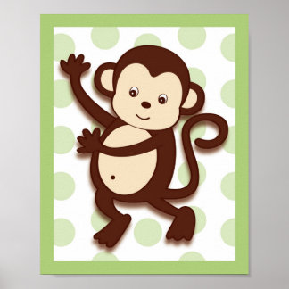 Póster Pop Mod Monkey Jungle Nursery Wall Art Imprimir 8X