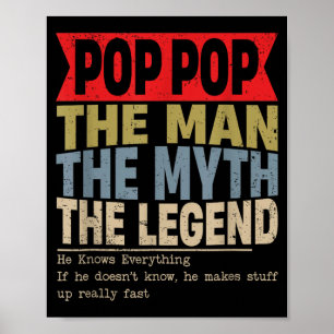 Póster Pop pop el hombre el mito la leyenda padre retro