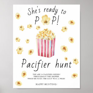 Póster Popcorn - juego de la ducha de bebé de caza del pa