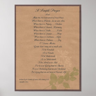 Póster POPE FRANCIS=ST. FRANCIS SIMPLE PRAYER=Organic