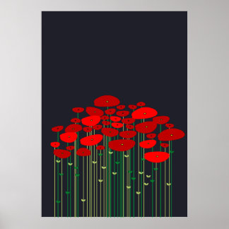 Póster Poppies Black Poster