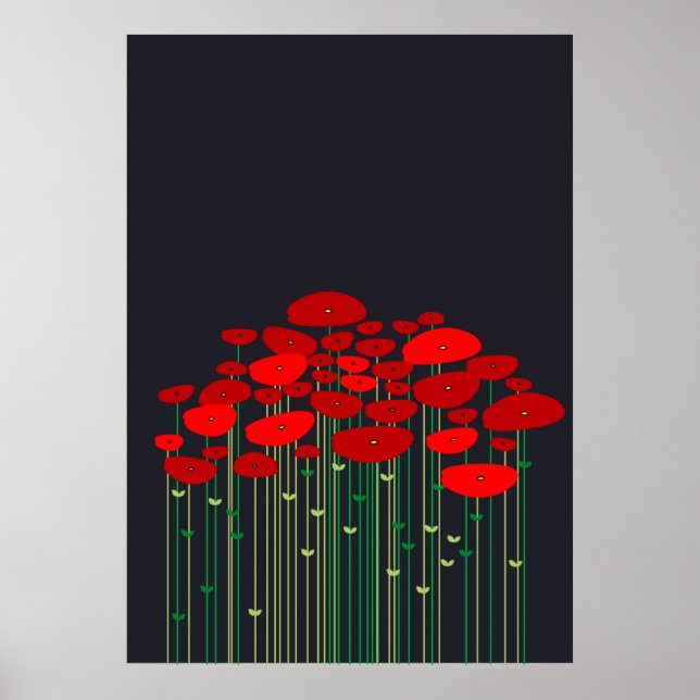 Póster Poppies Black Poster (Frente)