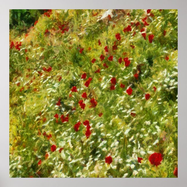 Póster Poppies Pointillism Style Resumen Art (Frente)