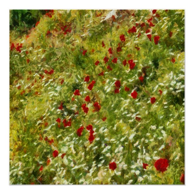 Póster Poppies Pointillism Style Resumen Art (Anverso)
