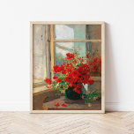 Póster Poppies por la ventana | Olga Wisinger-Florian<br><div class="desc">Un Bouquet de Papas al borde de la ventana | Obra de arte original del pintor impresionista austríaco Olga Wisinger-Florian (1844-1926). La artista es conocida por sus muchos paisajes y pinturas de vida florales. Esta pieza representa un jarrón de hermosos amapolas rojas colgadas cerca de una ventana soleada. Utilice las...</div>