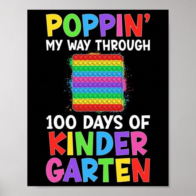 Póster Poppin My Way Through 100 Days Of Kindergarten Stu (Frente)