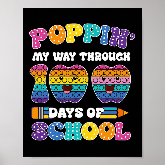 Póster Poppin My Way Through 100 Days Of School Kids 100t (Frente)