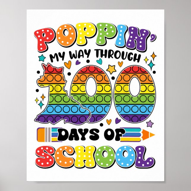 Póster Poppin My Way Through 100 Days Of School Kids 100t (Frente)