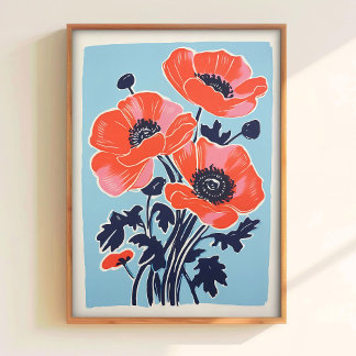 Póster Poppy Wall Art Poppy Print Download Red Poppy Post