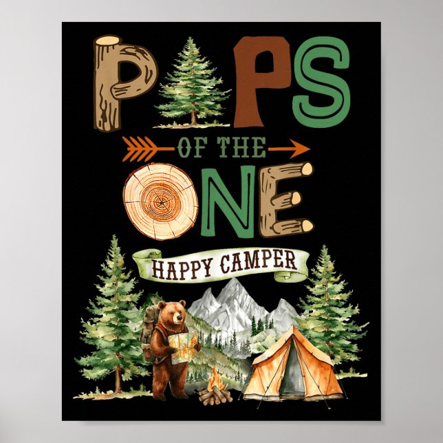 Póster Pops del feliz campista cumpleaños 1 camping  (Frente)