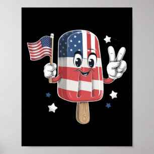 Póster Popsicle 4 De Julio Niños Eeuu Bandera Estadounide