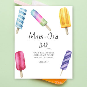 Póster Popsicle baby shower - cartel de barra de Mom-osa
