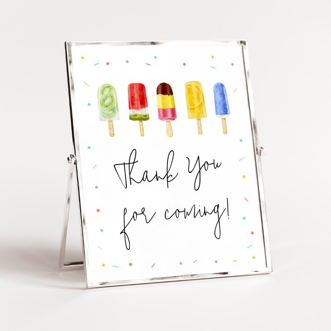 Póster Popsicle Baby Shower Gracias por venir (Ready to Pop Baby Shower Thank you for Coming Sign)