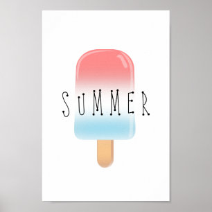 Póster Popsicle Summer with Red and Blue