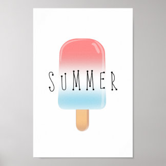 Póster Popsicle Summer with Red and Blue
