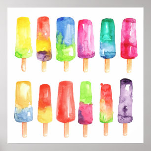 Póster Popsicles poster personalizado brillante. Helado