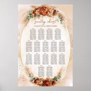 Póster Popular terracota burgundy floral eucalipto sage