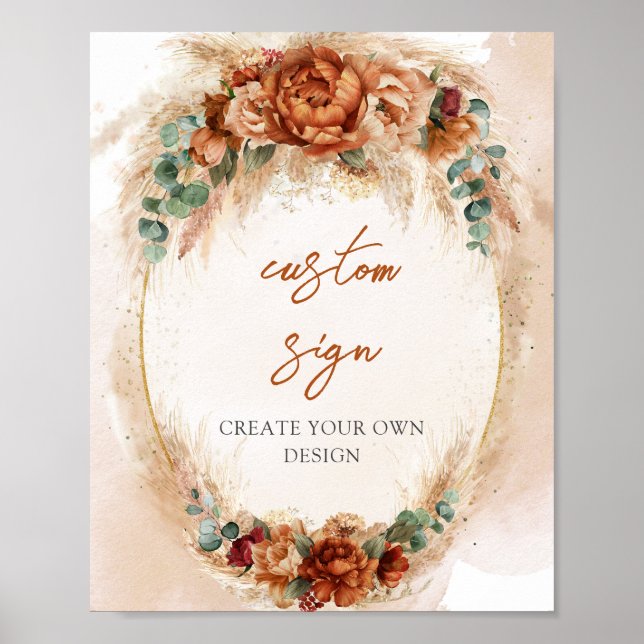 Póster Popular terracota Rótulo de Personalizado floral d (Frente)