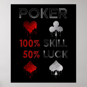 Póster Póquer divertido Poker 100% Habilidad Y 50% Suer