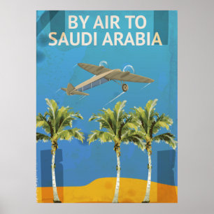 Póster Por Aire A Arabia Saudita poster De Viajes Vintage