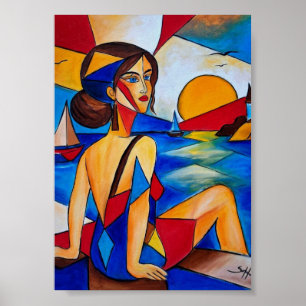 Póster Por el Mar - Pintura Cubista