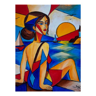 Póster Por el Mar - Pintura Cubista
